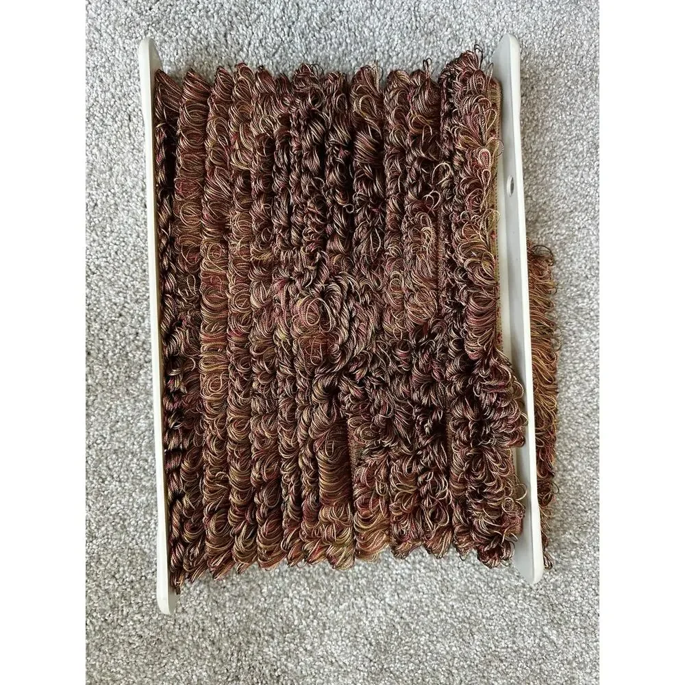 VTG Lauren Hancock Fringe Trim 12 Yards Sewing Decor, Burgundy, Gold Tassel